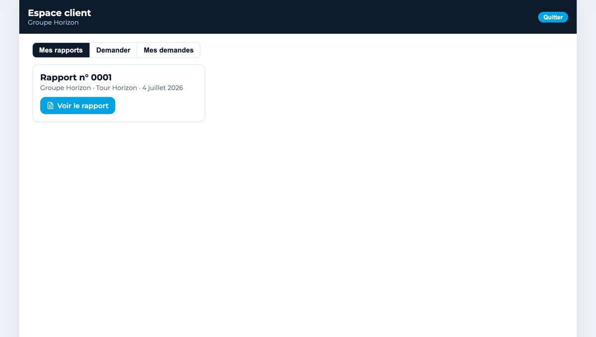 Espace client de Léon : suivi en ligne des rapports d'intervention (données de démonstration)