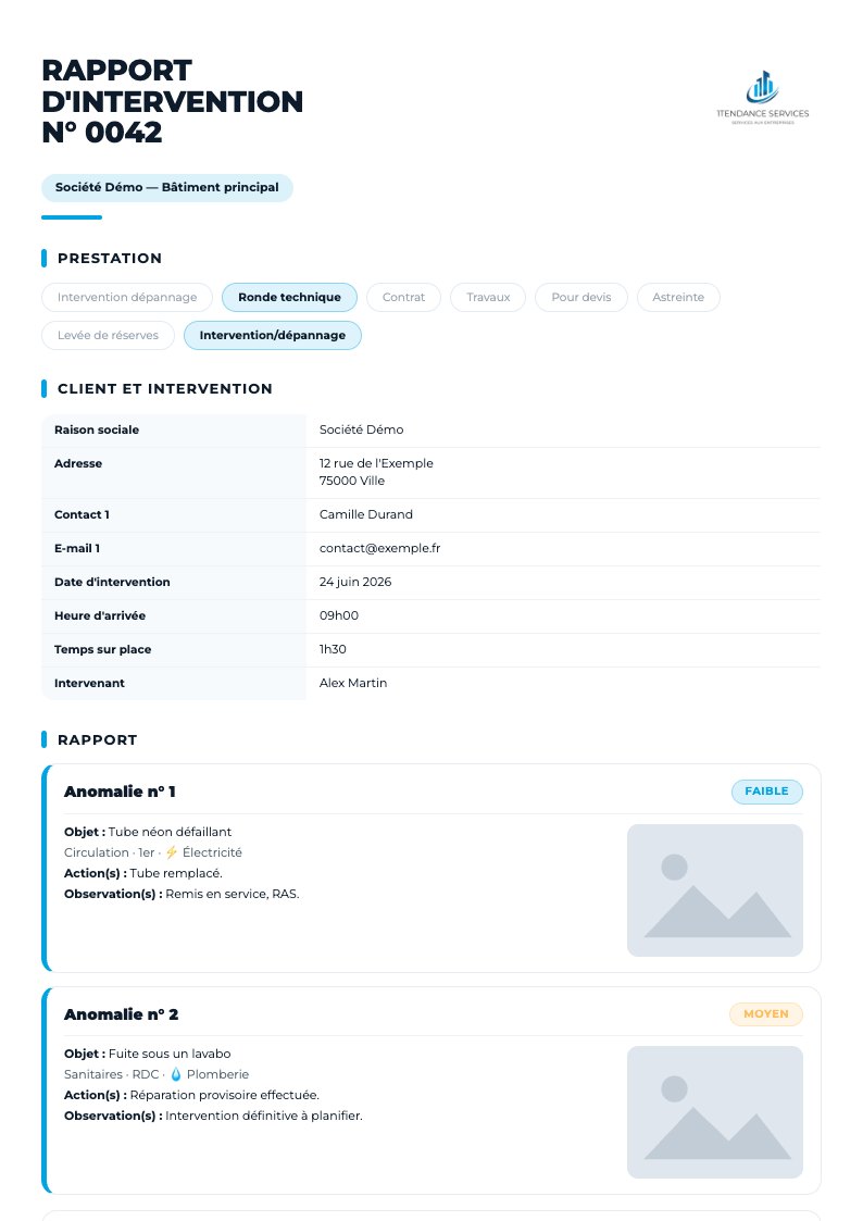 Exemple de rapport PDF de Léon à la charte de l'entreprise